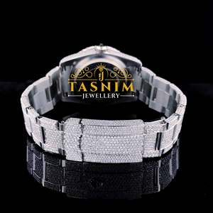 Reloj de Hombre con Diamante Moissanite VVS de 41 mm, Cristal Verde, Chapado en Oro Blanco, Acero Inoxidable, Totalmente Engastado, Cuarzo, Deportivo, de Negocios, a la Moda - Product Image 5