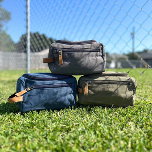 Neceser de lona y cuero vintage, organizador de viaje impermeable, estuche de cosméticos para hombre LCTB-0012 - Product Image 1