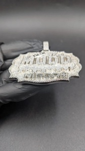 Nouvelle Collection Pendentif Hip Hop en Argent Sterling 925 Plaqué Or avec Diamant Sertissage Griffe Certifié IGI Cadeau Anniversaire Fiançailles - Product Image 3