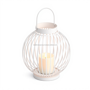 Tarro de vela blanco Vintage para exteriores, soporte único de metal para iluminación ambiental en jardines, patios, fiestas y eventos especiales - Product Image 5