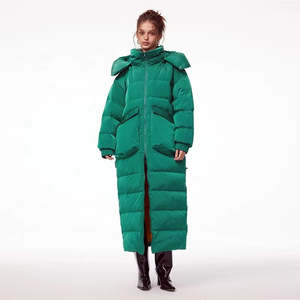 Dernier design de veste longue matelassée pour femmes, manteau à capuche rembourré en polyester, vêtement d'extérieur chaud pour l'hiver - Product Image 1