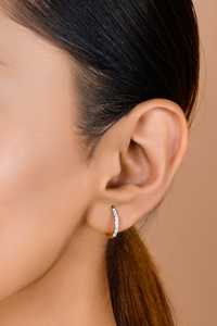 Pave Brilliant Cut Lab Grown Diamond Hoop Earrings Dainty Solitaire Everyday Classic <b>Huggies</b> 10K 14K 18K <b>Solid</b> <b>Gold</b> 0.24ct - Product Image 6