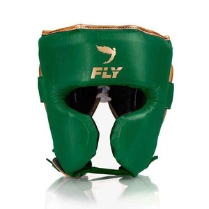 Nouveaux ensembles de boxe vert et or : Gants, protège-tête et protège-pénis en cuir véritable pour entraînement et sparring, gants de Muay Thai, équipement sportif - Product Image 4