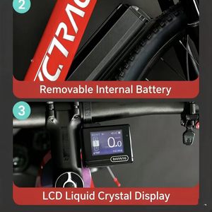 Bicicleta Eléctrica de Montaña X8 Sport 29 (27.5) 17" / 19" Cuadro de Fibra de Carbono Motor Central Batería de Litio Frenos Hidráulicos Dobles - Product Image 5