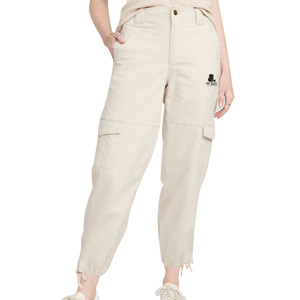 Women Cargo <b>Pants</b> Be Dot Logo High Waist Ankle-Length Loose Fit Casual Canvas <b>Pants</b> With Pockets Breathable Woven Style - Product Image 1