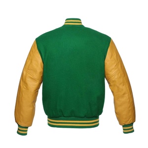 Nouvelle veste bomber universitaire en laine bleu roi et cuir noir, col montant, style universitaire, design streetwear, logo frontal - pour l'hiver - Product Image 2