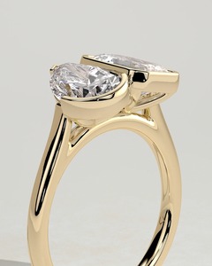 Anillo de compromiso Toi et Moi con diamante cultivado en laboratorio, engaste de perlas Calvellae y esmeraldas, con bisel completo y medio bisel, certificado IGI - Product Image 5