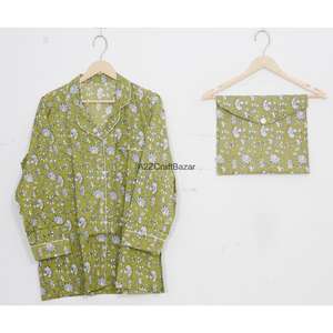 Conjunto de Pijama Floral de Manga Larga de Algodón Suave y Transpirable para Fiesta Nupcial, Cintura Elástica, Ropa de Dormir de Verano - Product Image 2