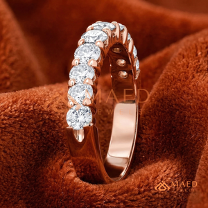 แหวนทองคำโรสโกลด์ 18K หรูหรา ประดับเพชรทรงบาแกตต์และทรงกลมสลับกัน |   แหวนแต่งงานเพชรเลี้ยงในห้องปฏิบัติการแบบหนา |   วงดนตรีครบรอบ - Product Image 2