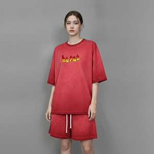 Conjunto de 2 Piezas de Verano para Mujer, de Alta Calidad, Casual, con Encaje, Bordado, por Encima de la Rodilla, 100% Algodón, Corte Regular, Estilo Urbano, Hip Hop - Product Image 1
