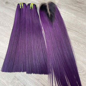 Cheveux vierges bruts vietnamiens de qualité supérieure, lisses comme des baguettes, couleur violet, tissage double trame à la machine, 100g - Product Image 5