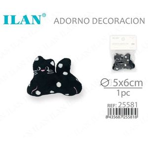 Ilan Decorative <b>Cat</b> Ornament 5x6cm Black With White Dots Home Decor - Product Image 3