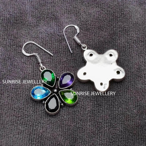 Pendientes de Plata de Ley 925 con Piedras Preciosas Naturales, Pendientes Colgantes Hechos a Mano con Piedras Coloridas, Joyería de Moda al por Mayor - Product Image 6