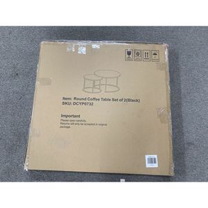 Nesting <b>Coffee</b> <b>Table</b> <b>Set</b> of 2 27.6inch Wood <b>Marble</b> Pattern Top Sturdy Metal Frame End & Side <b>Table</b> - Product Image 1