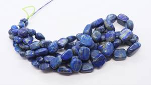 ลูกปัดลาพิส ลาซูลีธรรมชาติทรงก้อนเรียบ ขนาด 10-16 มม. ลูกปัดพลอยลาพิสสีน้ำเงินขัดเงา ขนาด 16 นิ้ว สำหรับทำเครื่องประดับ - Product Image 4