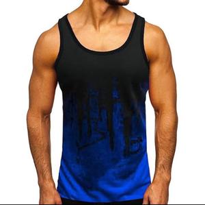 <b>Men's</b> Dripping Print Tank <b>Top</b> O-Neck Sleeveless Casual Breathable Polyester Vest - Product Image 4