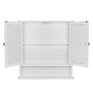 Armadietto da Bagno a Doppia Anta con Specchio Intelligente, Design Moderno Antico, Montaggio a Parete, Finitura Bianca in Alluminio Impermeabile - per Hotel - Product Image 3