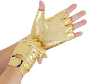 Guantes Cortos Metálicos Dorados de Primera Calidad, sin Dedos, Personalizados, para Motociclismo, Fitness, Estilo Urbano, de Cuero - Product Image 1
