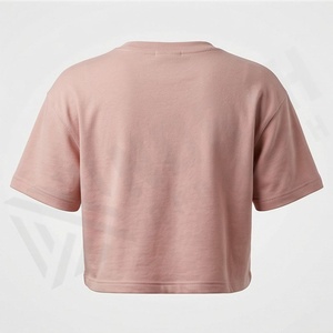 Ladies <b>Blouse</b> Cotton Plain Short Sleeve Stretchable Apparel Women Cropped Tees Activewear Breathable Customized Color - Product Image 2