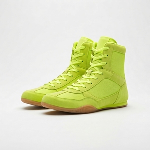 Custom Leather Lace-Up Boxing <b>Shoes</b> Men Women Lightweight High Top Breathable Training Footwear Flexible <b>Non</b> <b>Slip</b> Grip Sole Gym - Product Image 3