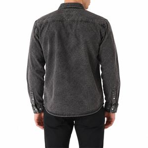 Chemise en jean pour homme 100% coton, lavage clair, décontractée, élégante, durable, confortable, de qualité supérieure, mode moderne - Product Image 2