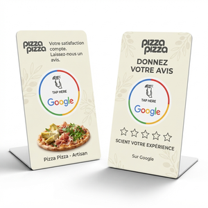 Support de table NFC pour Pizza Pizza avec fonction de rappel de commentaires Google, design artisanal - Product Image 1