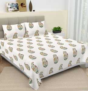 Heritage King Size Cotton Bedsheet Ethnic Print <b>Bedding</b> <b>Set</b> for Home Hotel and Resort Use Eco-Friendly Handmade Block Printed - Product Image 1