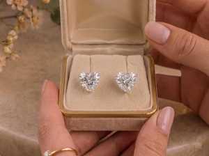 Wholesale 3CT Each Heart Cut Moissanite Romantic Stud <b>Earrings</b> 925 Sterling <b>Silver</b> Fine Engagement Promise Gift For Lovers - Product Image 3