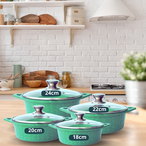 Ensemble de casseroles en aluminium de la marque HOCA, durable et écologique, revêtement céramique antiadhésif, fond à induction, couvercles en verre - Product Image 5