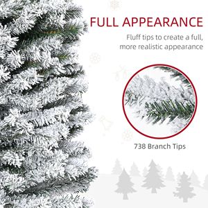 7.5 Tall Slim Artificial Christmas <b>Tree</b> with 738 Tips Unlit Snow-Flocked Realistic <b>Branches</b> - Product Image 5