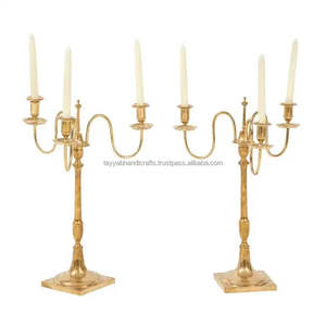 เชิงเทียนทองเหลืองสีทองที่วางเทียนตกแต่งชิ้นกลางโต๊ะแต่งงานทำจากหัตถกรรม tayyab - Product Image 5