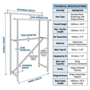 Porte-vêtements portable de luxe Bros Display, support pliable en métal robuste pour vêtements, présentoir de vente au détail, OEM ODM Vietnam - Product Image 2