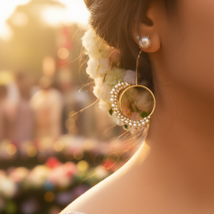 Elegant Matte Jhumka Earrings with White Pearl Stone for Party - Product Image 3