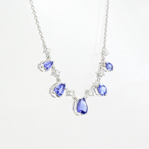 New Hot Sell 1.83 CTW Bezel Setting Tanzanite Gemstone <b>Necklace</b> in 14k Fine White Gold Diamond Wedding <b>Necklace</b> Ready to Ship - Product Image 4