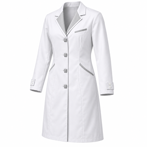 Blouse Médicale Unisexe Blanche et Grise à Col Revers, Coupe Ajustée, Uniforme de Laboratoire Personnalisé, Vente en Gros, Tenue de Travail pour Équipe Clinique - Product Image 4