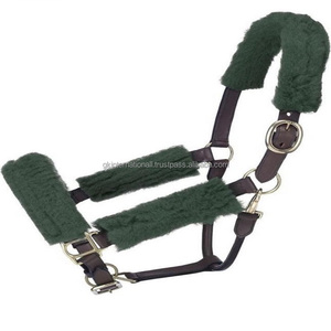 Licou de cheval confortable en peau de mouton, rembourré, double couture, en cuir beige, raccords plaqués en laiton, toutes les tailles personnalisées disponibles - Product Image 6