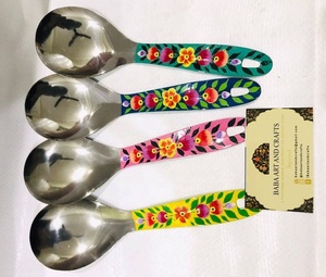 Cuchara de servicio de mango largo de acero inoxidable, cucharas de servicio pintadas a mano - Product Image 1