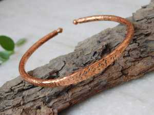 Belladec Hand Hammered Classic <b>Copper</b> Cuff <b>Bangle</b> Adjustable Artisan Jewelry Women's Boho Rustic Elegance - Product Image 6