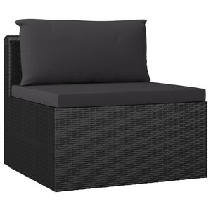 Ensemble de salon de jardin en acier noir thermolaqué avec rotin PE et polyester, mobilier d'extérieur élégant - Product Image 5