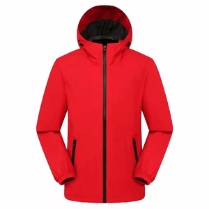 Chaqueta Cortavientos con Capucha para Hombre, a la Moda, Color Azul con Bloques de Color, Cierre Frontal con Cremallera, Poliéster, Transpirable, para Otoño - Product Image 1