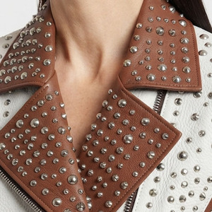 Women Leather <b>Biker</b> <b>Jacket</b> With Studded Ladies Leather Studded Slim Fit <b>Biker</b> <b>Jacket</b> Female Zip-Up Leather Studded <b>Jackets</b> - Product Image 4