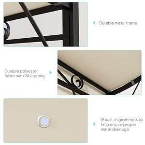 Pérgola y Gazebo para Patio Exterior Color Blanco Crema de 10 x 8 con Puertas y Ventanas para Jardín, Terraza o Autocaravana - Product Image 6