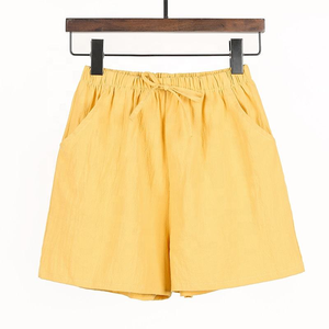 Women's Black Linen Shorts Solid Color Elastic Waist Drawstring Loose Fit Casual Summer <b>Pants</b> With Pockets - Product Image 2
