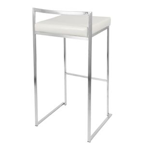 เก้าอี้บาร์แบบซ้อนได้รุ่นฟูจิร่วมสมัยจากฟูจิชุดหนังเทียมสีขาว 2 ตัว - Product Image 4