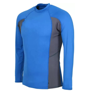 Camiseta de Compresión de Manga Larga para Hombre, para MMA y BJJ, de Secado Rápido, con Bloques de Color Gris y Blanco, Spandex/Nailon 220g, Fusión sin Costuras - Product Image 6