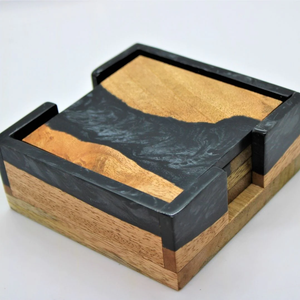 Sous-verre en bois et résine de haute qualité avec taille et logo personnalisables pour des pièces de décoration intérieure élégantes Sous-verre en résine et en bois - Product Image 6