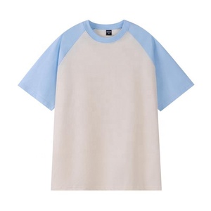 260gsm 100% Cotton Unisex Two Tone Raglan Short Sleeve T‑Shirt For Men Contrast Color Block <b>Baseball</b> Style Crewneck <b>Tee</b> Women - Product Image 2