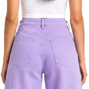 Jeans Anchos de Mujer con Bordado Floral Morado Lavanda, Cintura Alta, Casuales, de Mezclilla, Personalizados, OEM, Marca Privada, Pantalones de Moda - Product Image 6