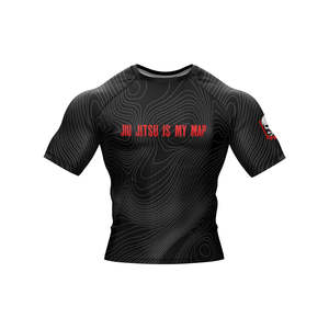 High Quality Unisex Sublimation Printed Breathable Quick Dry 180g Rash Guard Shorts Set Short <b>Sleeve</b> Compression Fit for BJJ MMA - Product Image 3