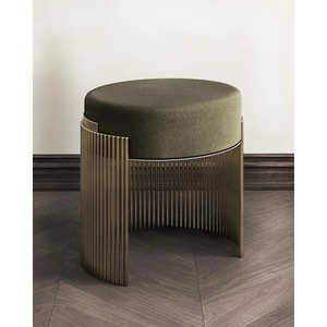 Modern Upholstered Fabric Seat <b>Stool</b> with Iron Frame Comfortable Accent <b>Ottoman</b> <b>Stool</b> for Living Room Bedroom Cafe and Hotel - Product Image 1